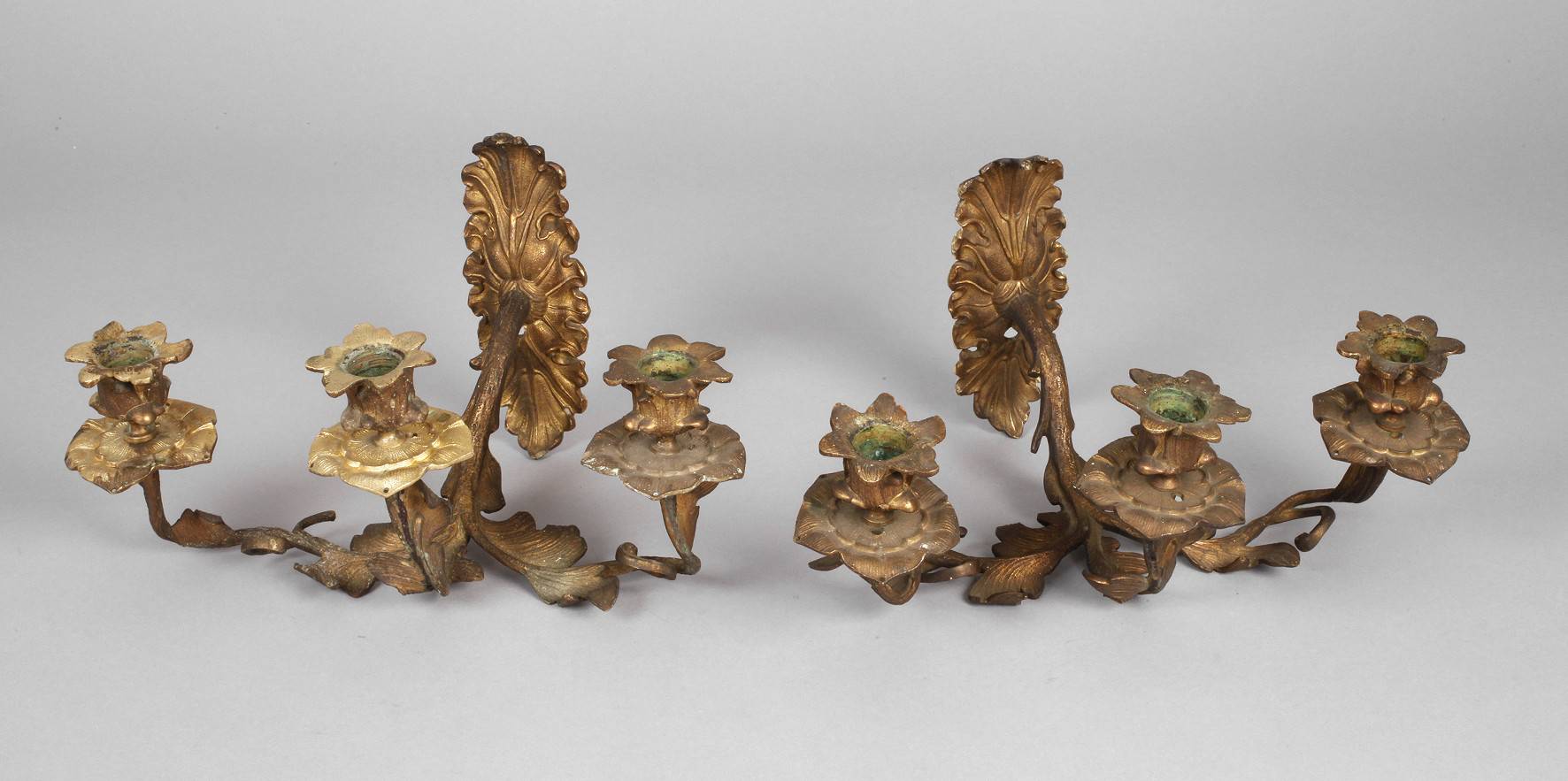 Paar florale Wandleuchter