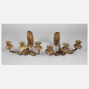 Paar florale Wandleuchter