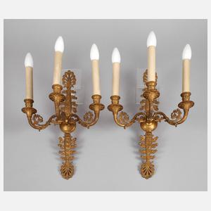 Paar Wandlampen Bronze