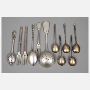 Russland elf Besteckteile Silber