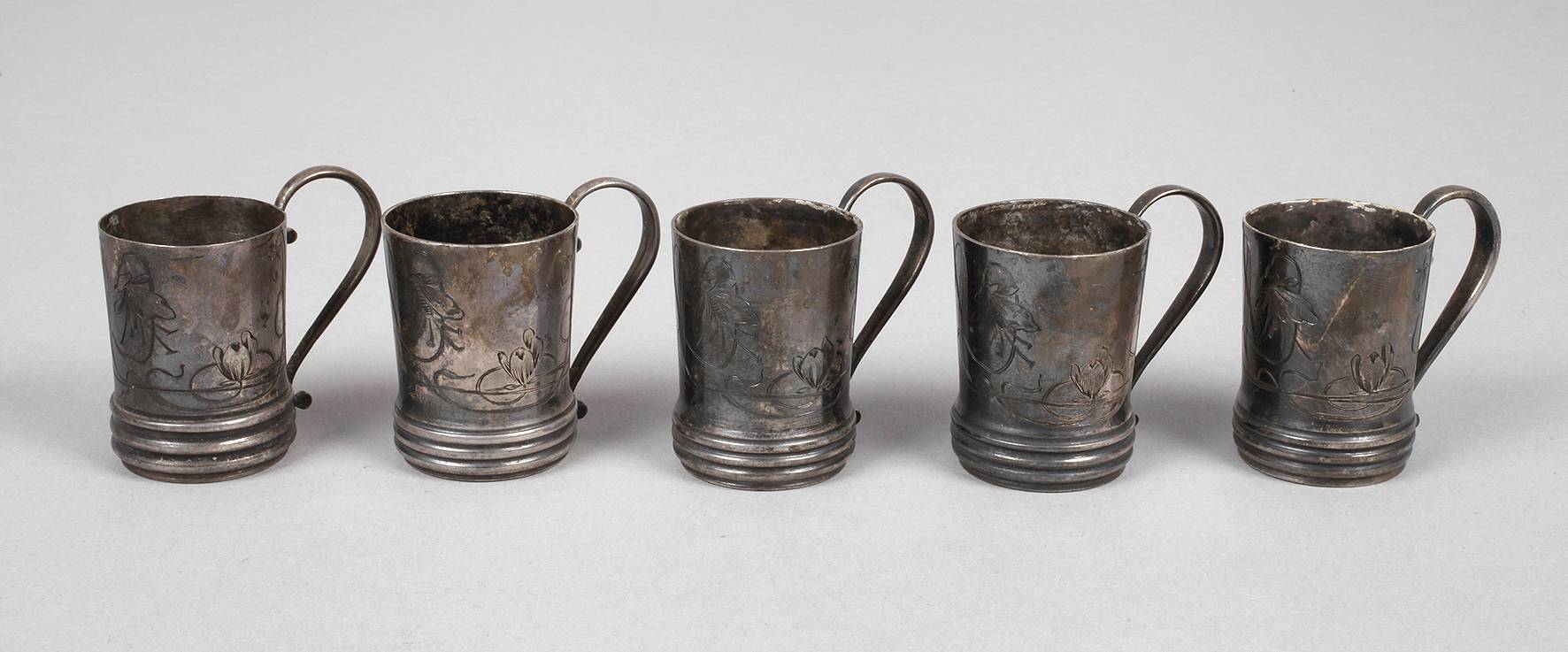 Russland fünf Wodkabecher Silber