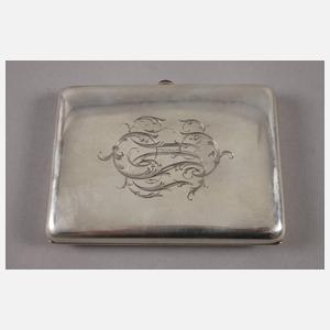 Russland feines Zigarettenetui Silber mit Edelsteinen