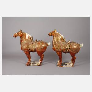Paar große Keramik Pferde