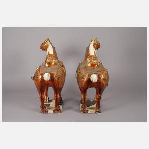 Paar große Keramik Pferde
