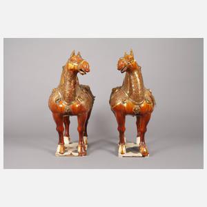 Paar große Keramik Pferde
