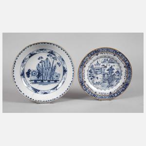 Teller und Schale Blaumalerei