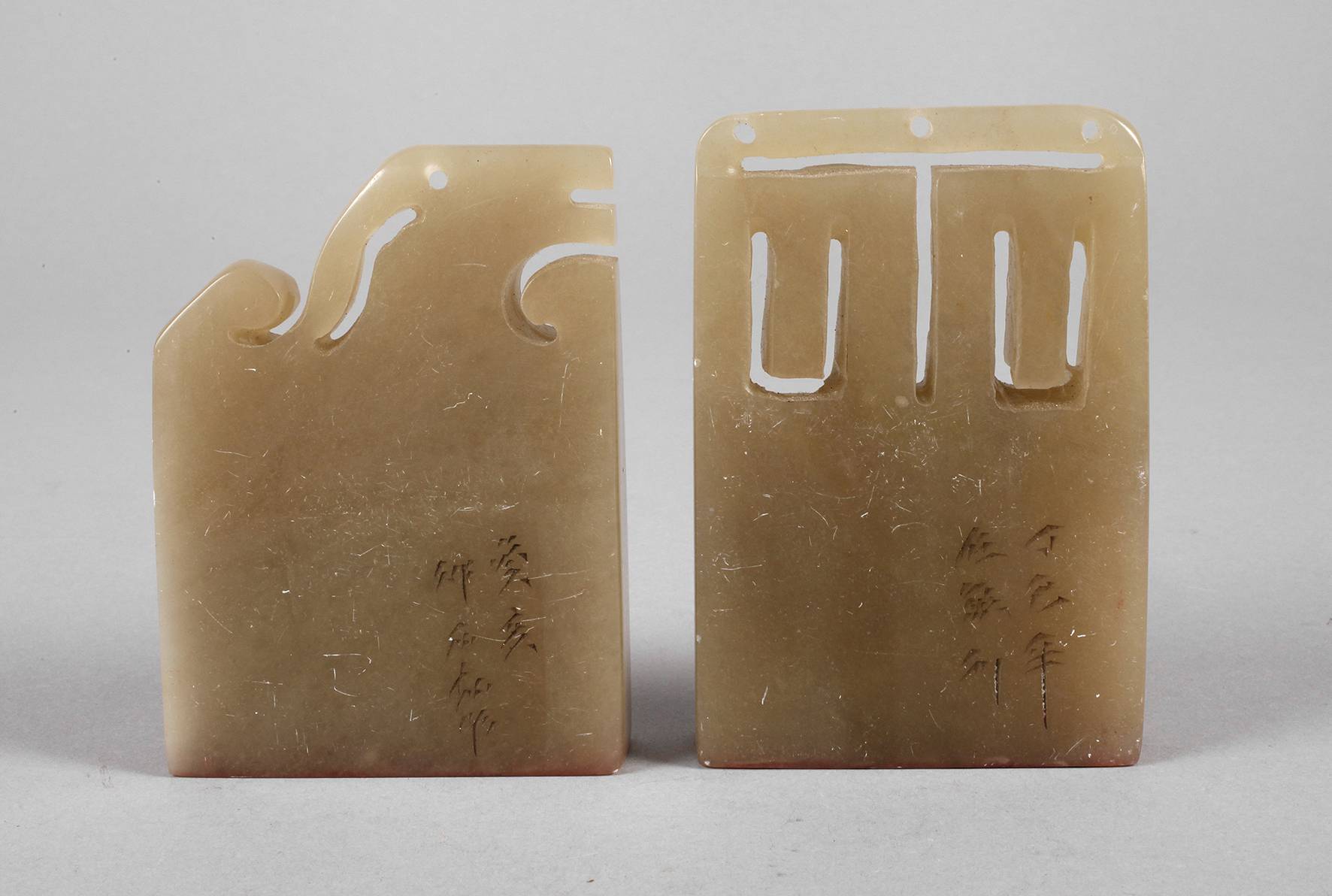 Paar Stempel Speckstein