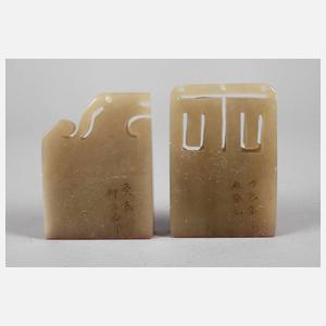 Paar Stempel Speckstein