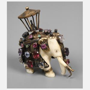 Elfenbein Elefant mit Steinbesatz