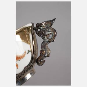 Vietnam sechs Tassen mit Silbertellern