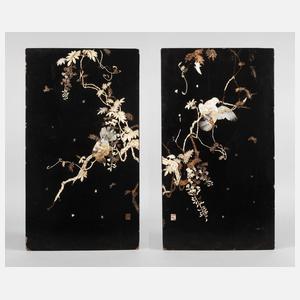 Paar intarsierte Wandpaneele