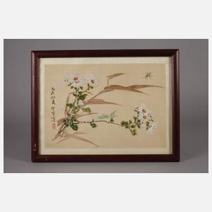 Zwei Seidenmalereien