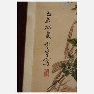 Zwei Seidenmalereien