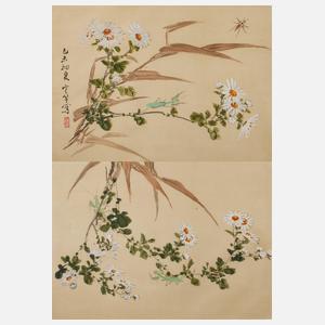 Zwei Seidenmalereien