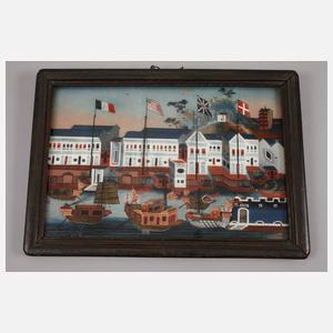 Paar Hinterglasmalereien China