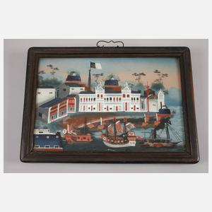 Paar Hinterglasmalereien China