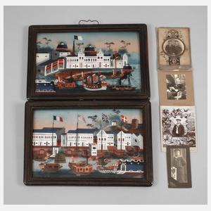 Paar Hinterglasmalereien China