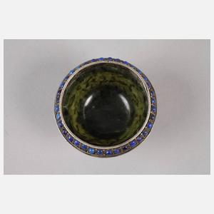 Silber Saliere mit Jade