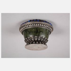 Silber Saliere mit Jade