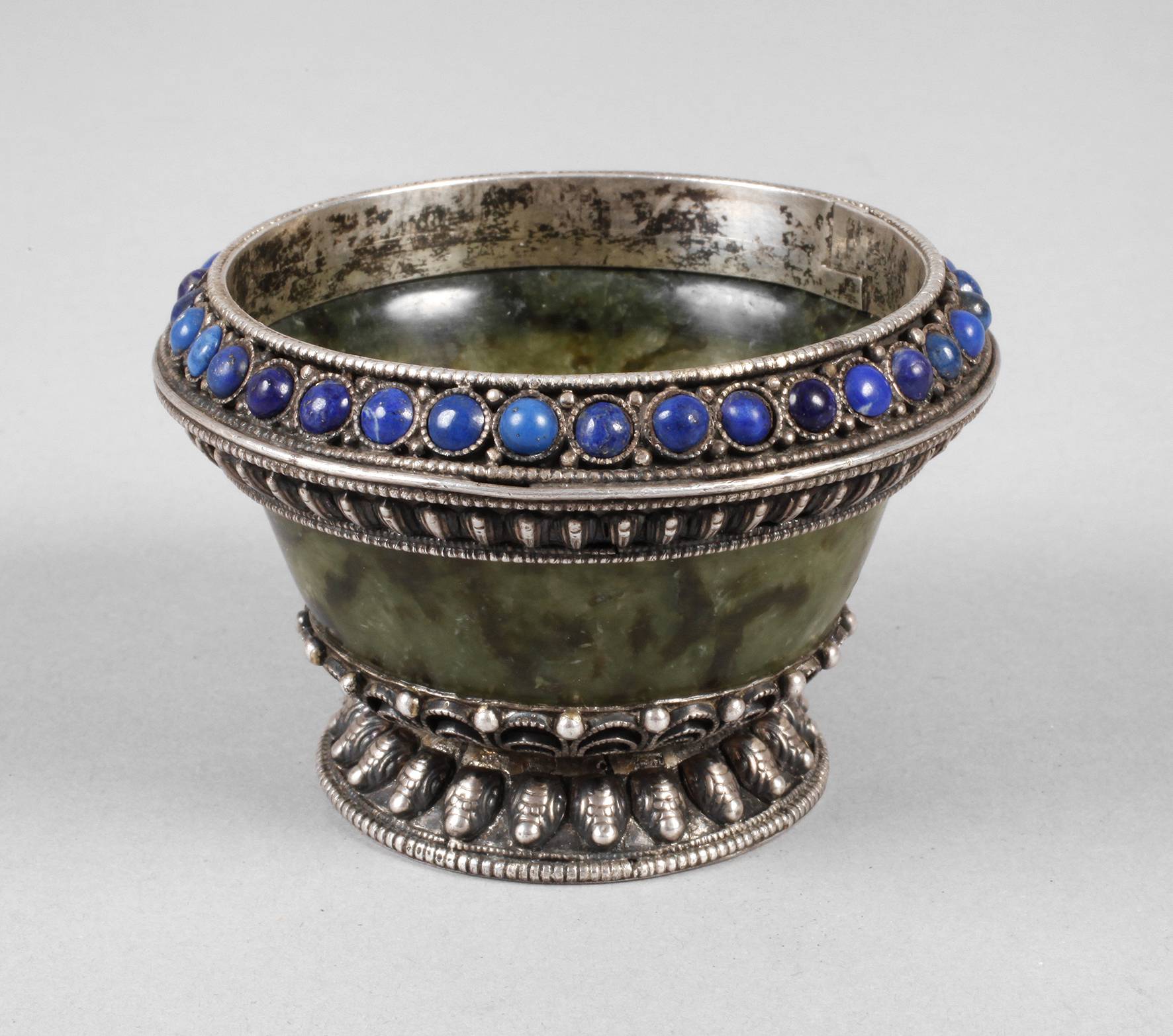 Silber Saliere mit Jade