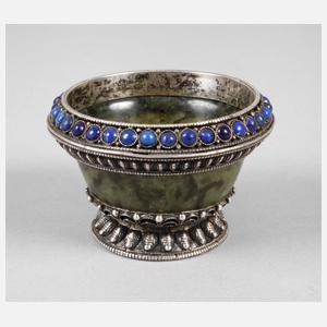 Silber Saliere mit Jade