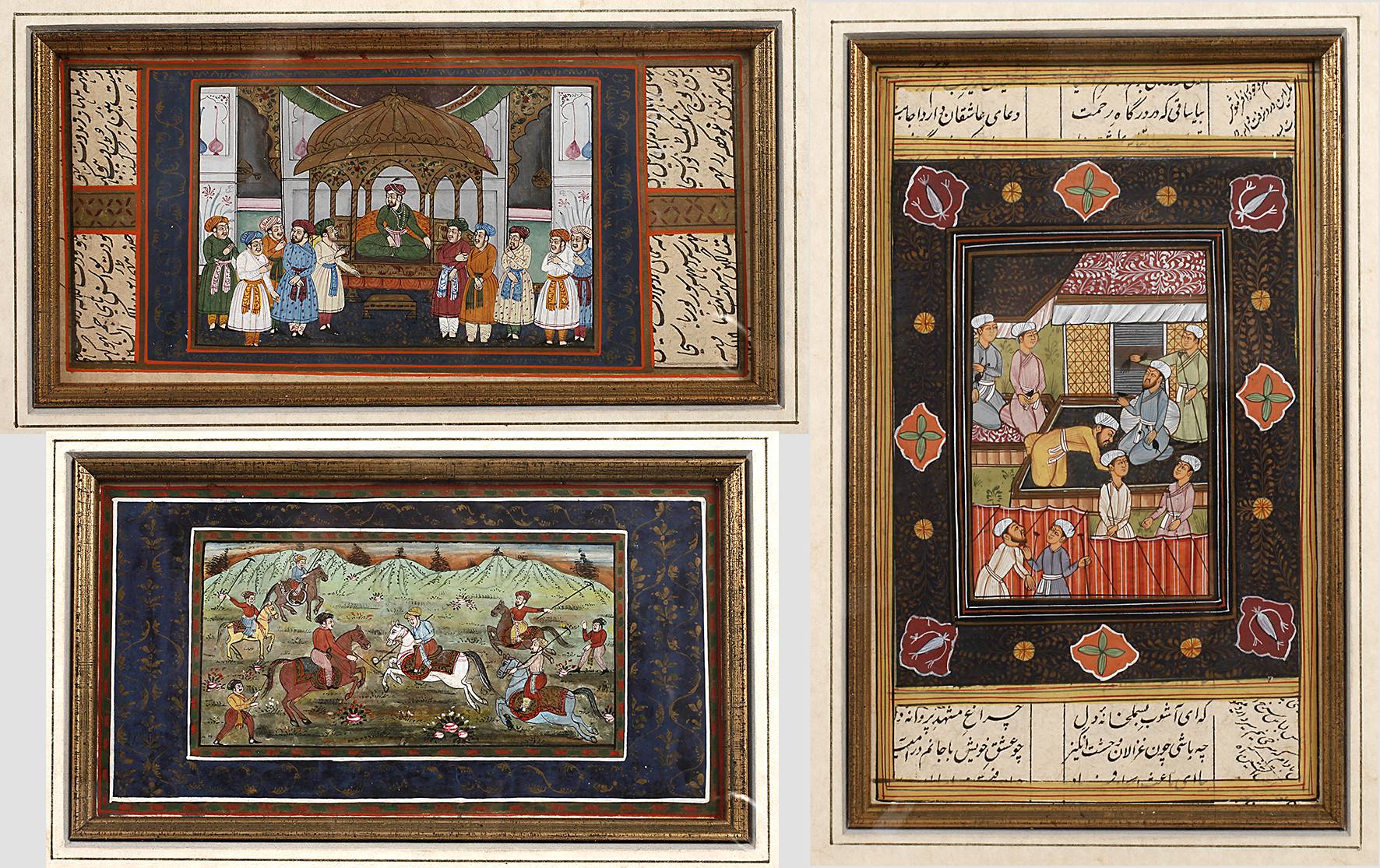 Drei indo-persische Miniaturmalereien
