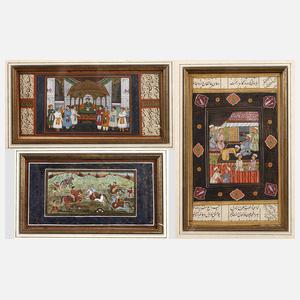 Drei indo-persische Miniaturmalereien