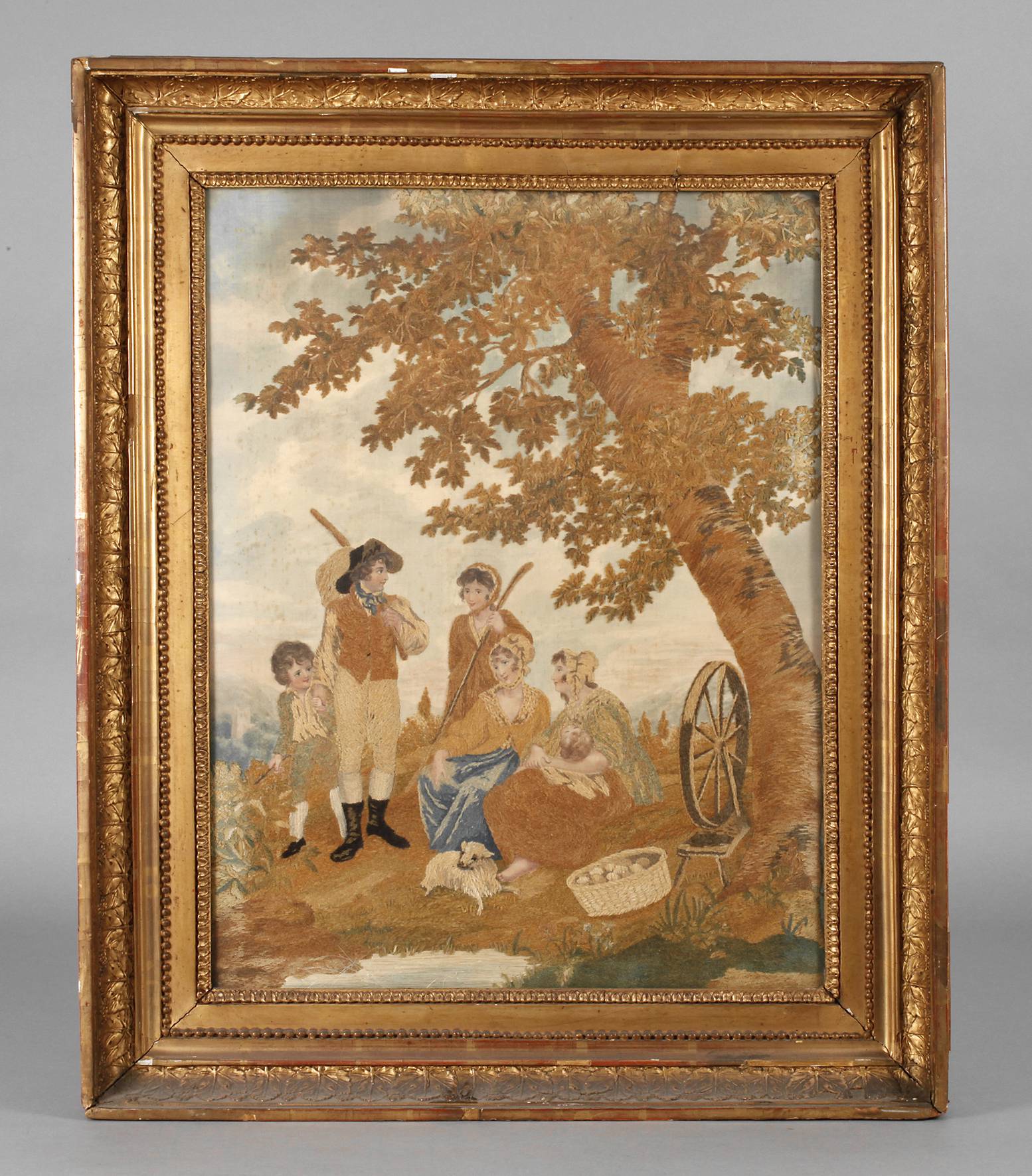 Seidenstickerei Genreszene