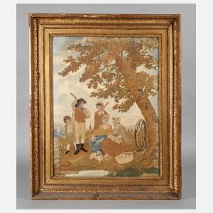 Seidenstickerei Genreszene