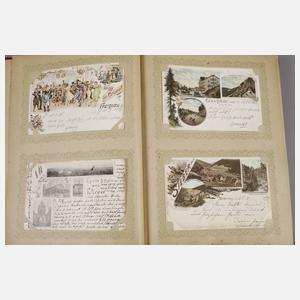 Ansichtskartenalbum mit asiatischem Deckelmotiv