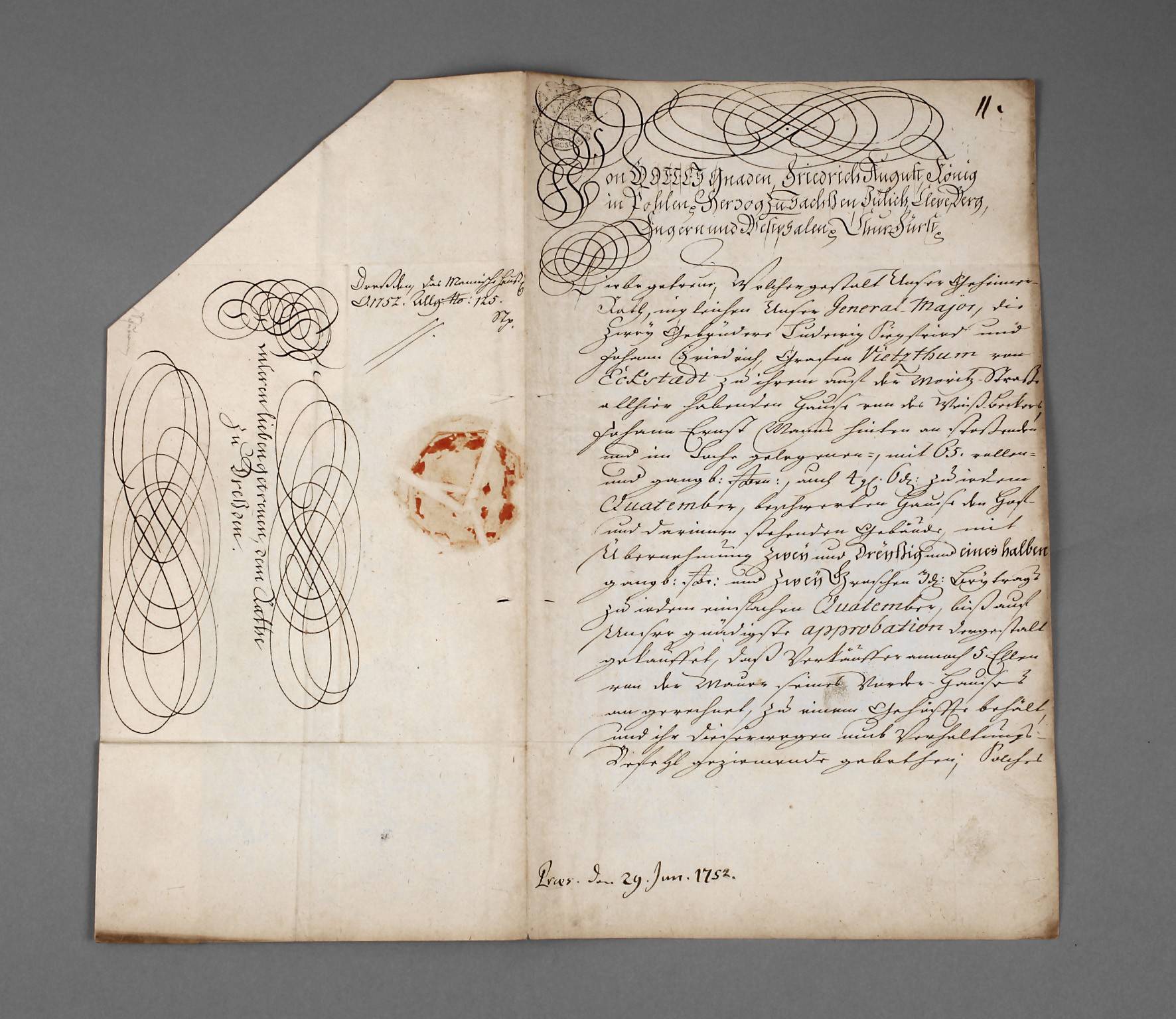 Amtliches Schreiben Dresden 1752