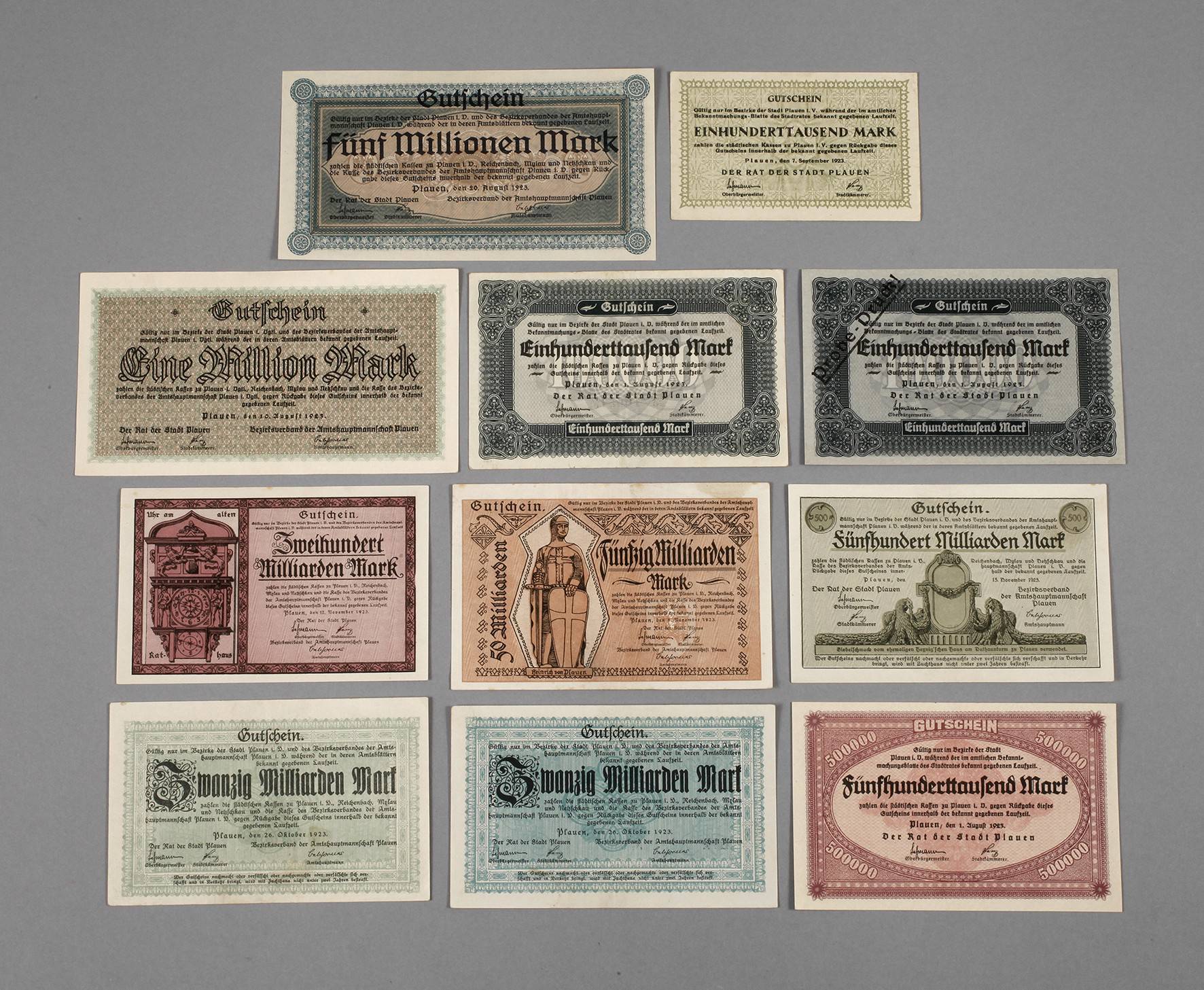 Konvolut Geldscheine Plauen