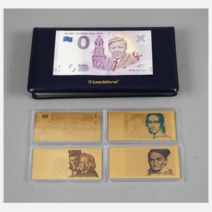 Konvolut goldene DM/€-Geldscheine