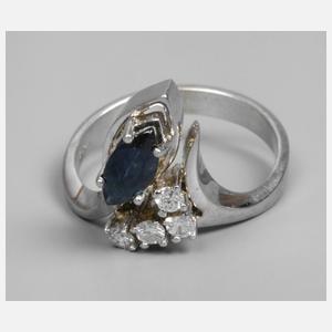 Damenring mit Saphir und Brillanten