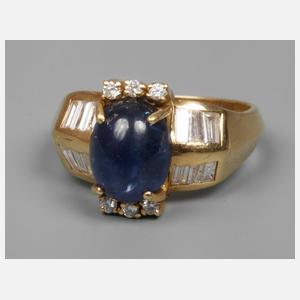 Damenring mit Saphir und Diamanten