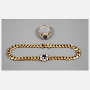 Parure mit Saphiren und Diamanten