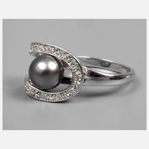 Damenring mit Tahitiperle und Diamanten