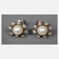 Paar Ohrstecker mit Perlen und Diamanten111
