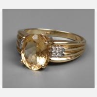 Damenring mit Citrin und Diamanten111