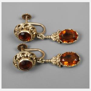 Paar Ohrringe mit Citrinen