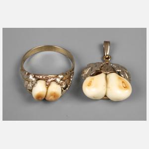 Ring und Anhänger mit Grandeln