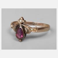 Damenring mit Granat und Perlen111