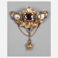 Brosche mit Steinbesatz und Emaille111