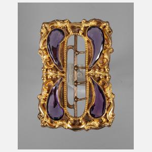 Vergoldete Gürtelschnalle mit Steinbesatz