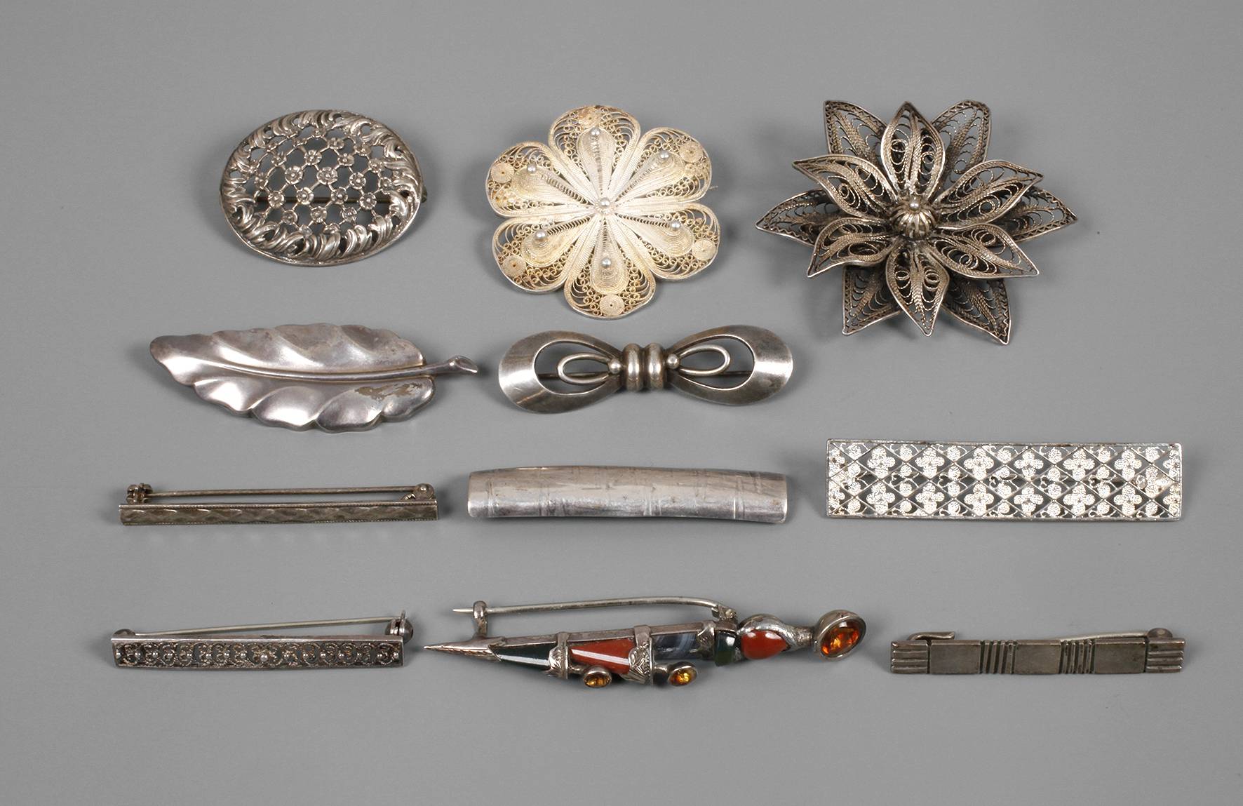 Konvolut Silberbroschen