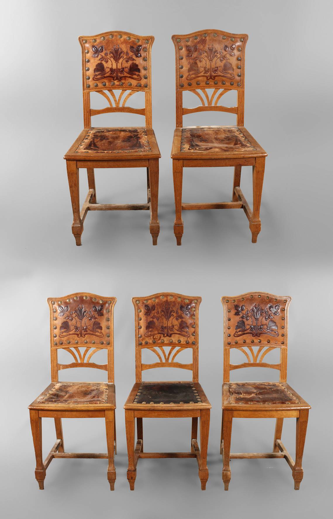 Fünf Lederstühle Jugendstil