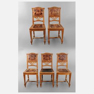 Fünf Lederstühle Jugendstil