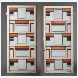 Paar Bleiglasfenster Art déco