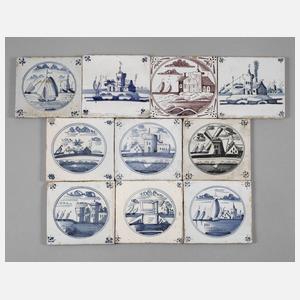Delft zehn Fliesen Architekturmalerei
