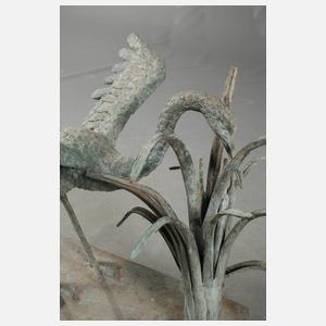 Bronze Gartenskulptur Reiher